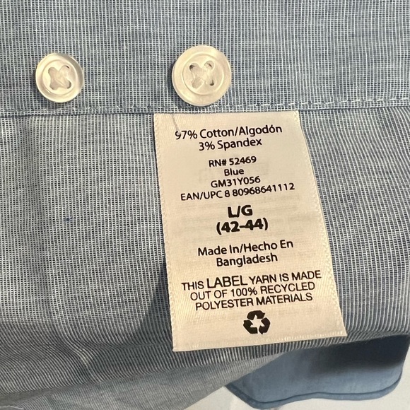 George’s Classic Fit Button Down Shirt Men’s Size Large Light Blue. - Picture 4 of 4